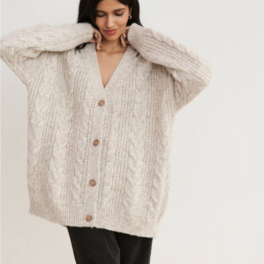 Jenni Kayne Cable Cocoon Cardigan in Oatmeal